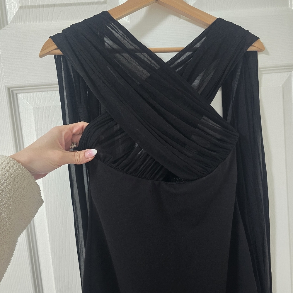 Helsa The Amber Sheer Bodice Maxi Dress In Black Size S - Picture 7 of 12